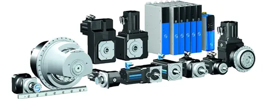 Figure 1 : la gamme STOBER : servo-variateurs, motoréducteurs, câbles – l'utilisateur bénéficie d'une Predictive Maintenance proposée par un seul et même fournisseur. 